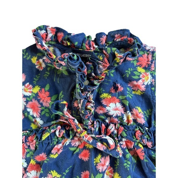 Ralph Lauren Blue Floral Kids Blouse - Picture 3 of 8
